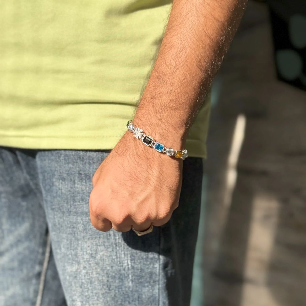 Luxury Bracelet in Every Hue Multicolor  Moissanite Diamond In A Men