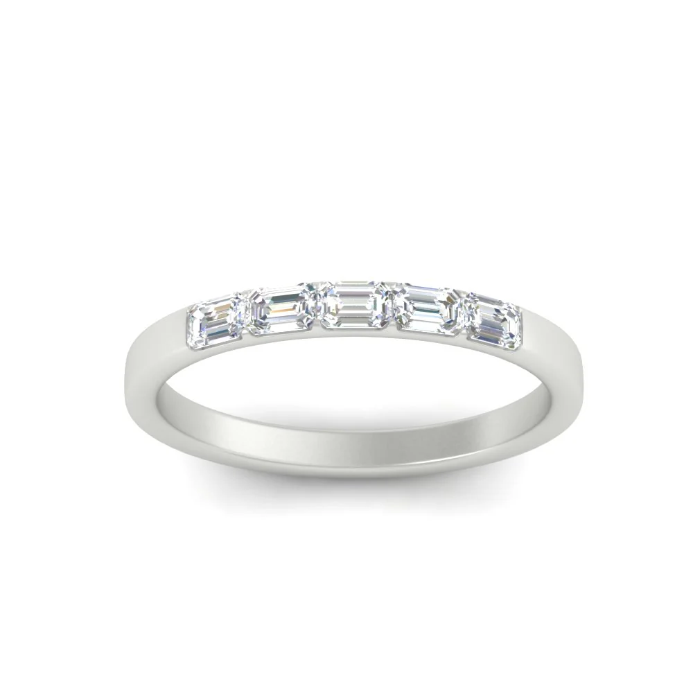 Wedding Band For Elegant Emerald Cut Moissanite Ring For Women