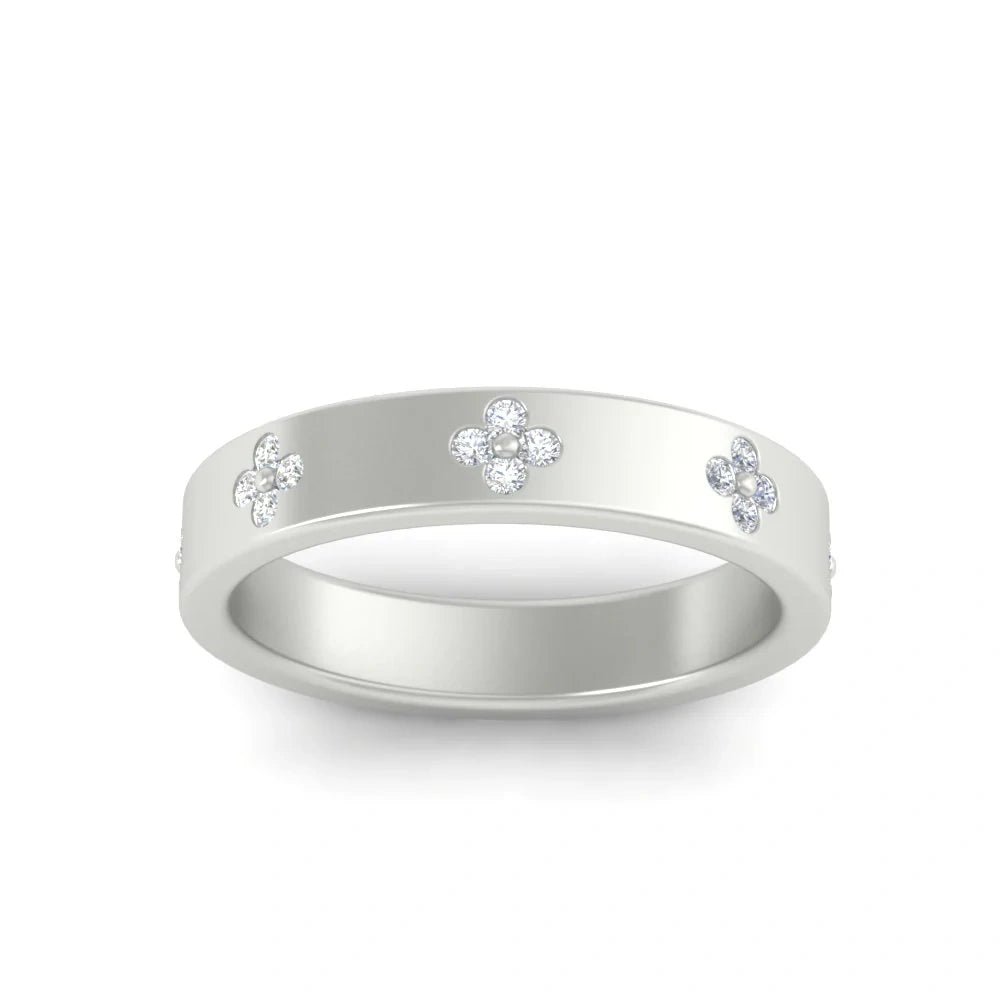 Wedding Band Floral Diamond Moissanite Ring For Women