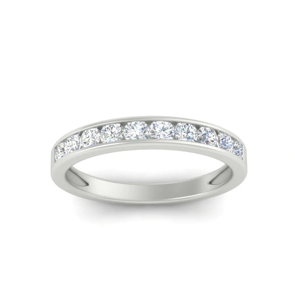 Wedding Band Round Cut Moissanite Channel Set Diamond Ring