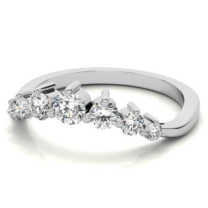 Wedding Band Curved Half Eternity Moissanite Diamond Ring