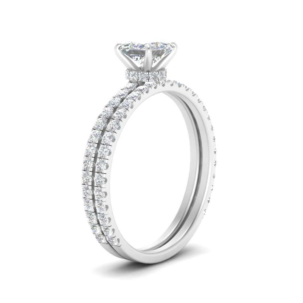 Princess Cut Moissanite Engagement Ring Bridal Set Women
