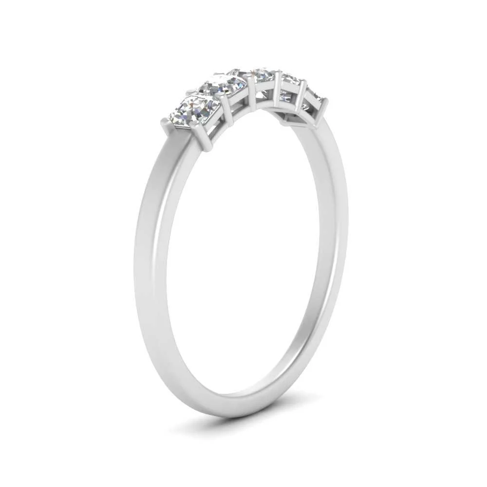 Eternity Wedding Band Asscher Cut Moissanite Ring For Her 0.50ct