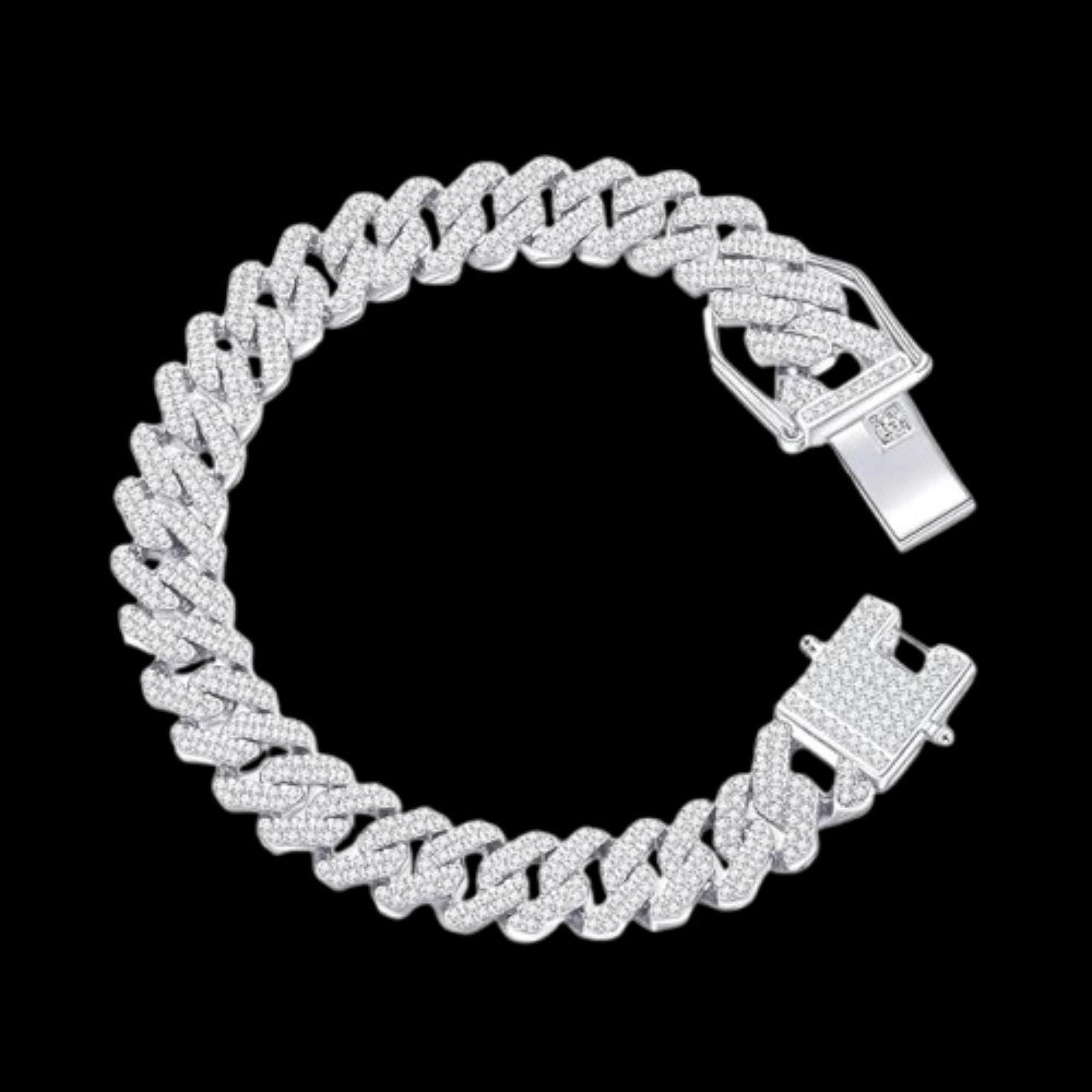 Iced Out Cuban Gold Link Chain Diamond Bracelet for Men