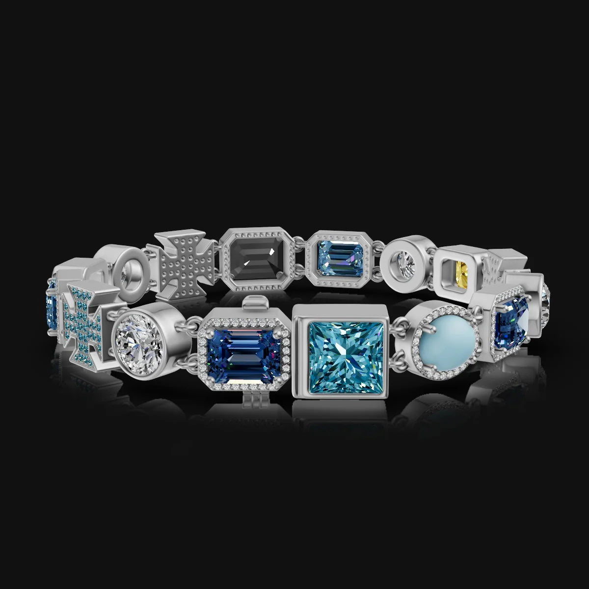 Luxury Bracelet in Every Hue Multicolor  Moissanite Diamond In A Men