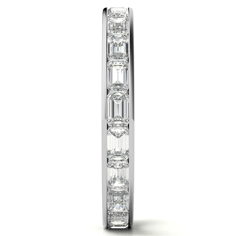 Full Eternity Wedding Band Emerald Moissanite Ring For Her