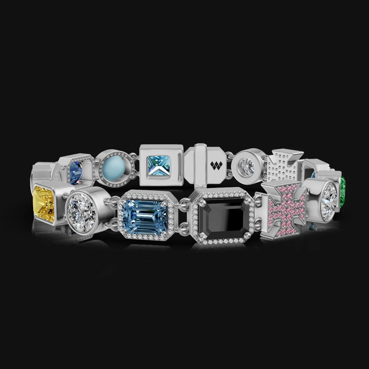 Luxury Bracelet in Every Hue Multicolor  Moissanite Diamond In A Men
