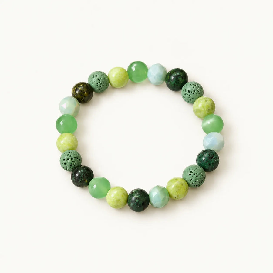 Unisex Beaded Bracelet Green Multi-Stone Chakra