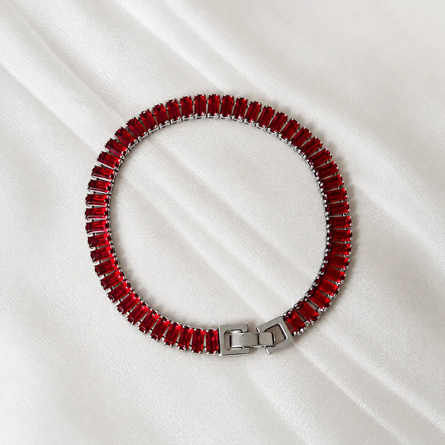 Bracelet For Ruby Red Tennis Baguette For Women