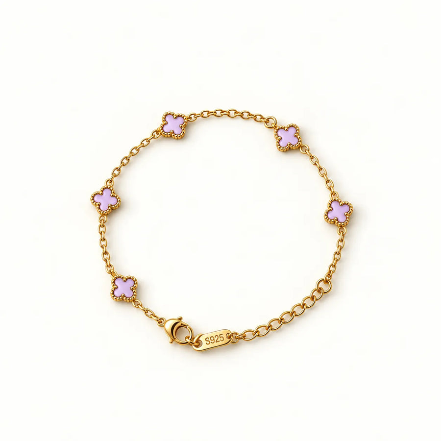 Bracelet For Multicolour Clover Adjustable Gold-Tone Chain