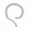 Silver Floral Stone Bracelet for Women – Adjustable Flower Design Bracelet