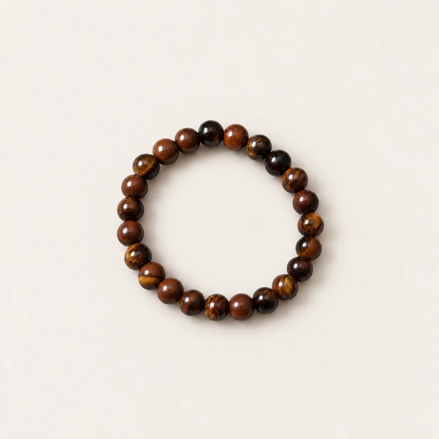 Golden Bracelet Stone Stretch Earth Tiger Eye Beaded Natural
