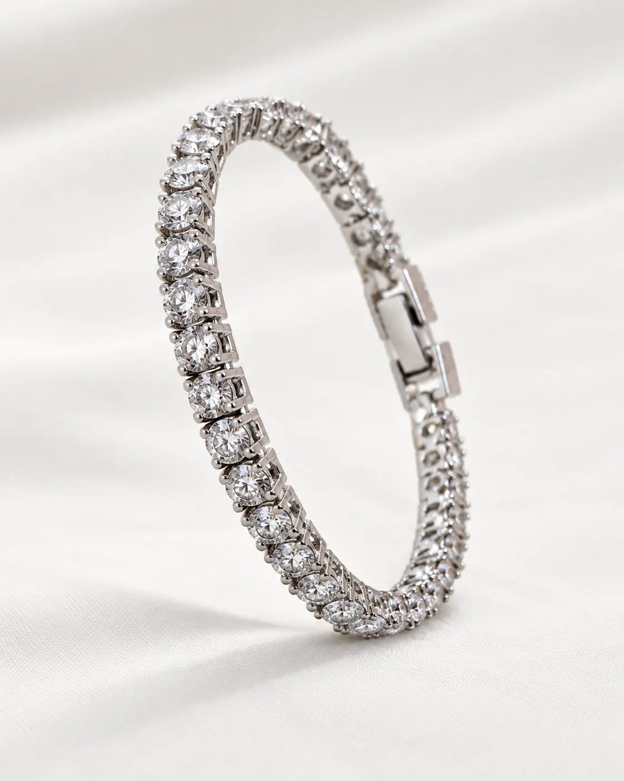 Classic Bracelet White Gold Diamond Round Style Tennis for Women
