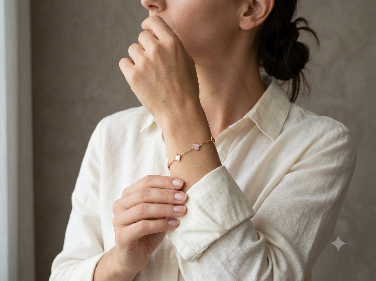 Blush Purple Bracelet Gold-Tone Clover