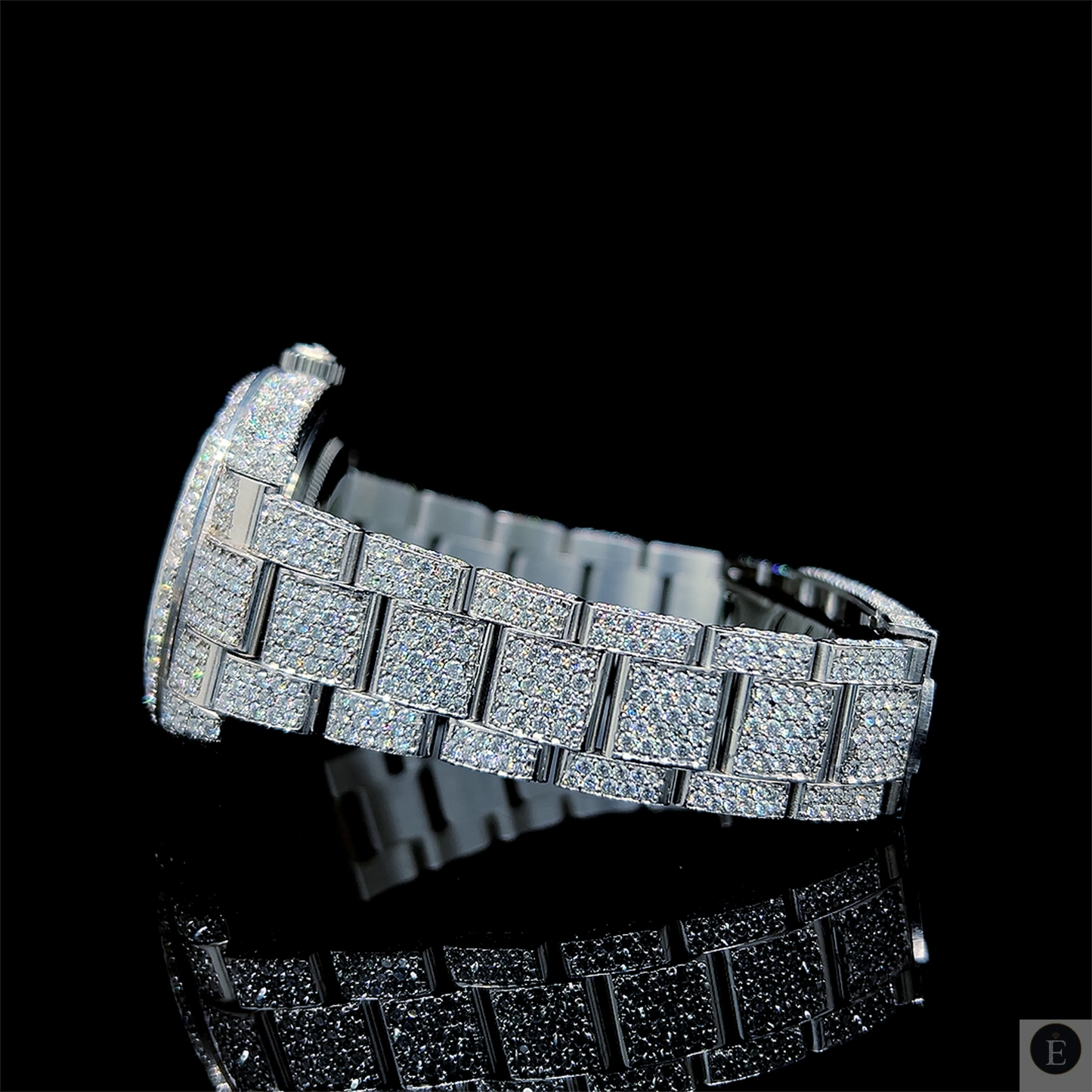 Moissanite Watch Iced Out Luxury Blue Dial Unisex 25ct