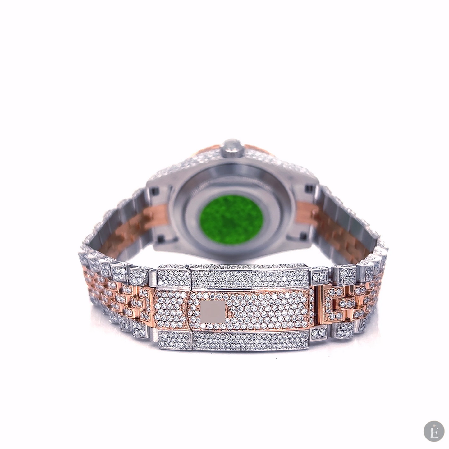 Moissanite Watch Iced Out Brown Dial Two Tone Luxury 25ct