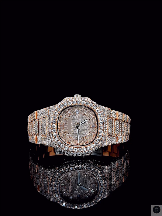 Moissanite Watch Iced Out Rose Gold Silver Sapphire Automatic