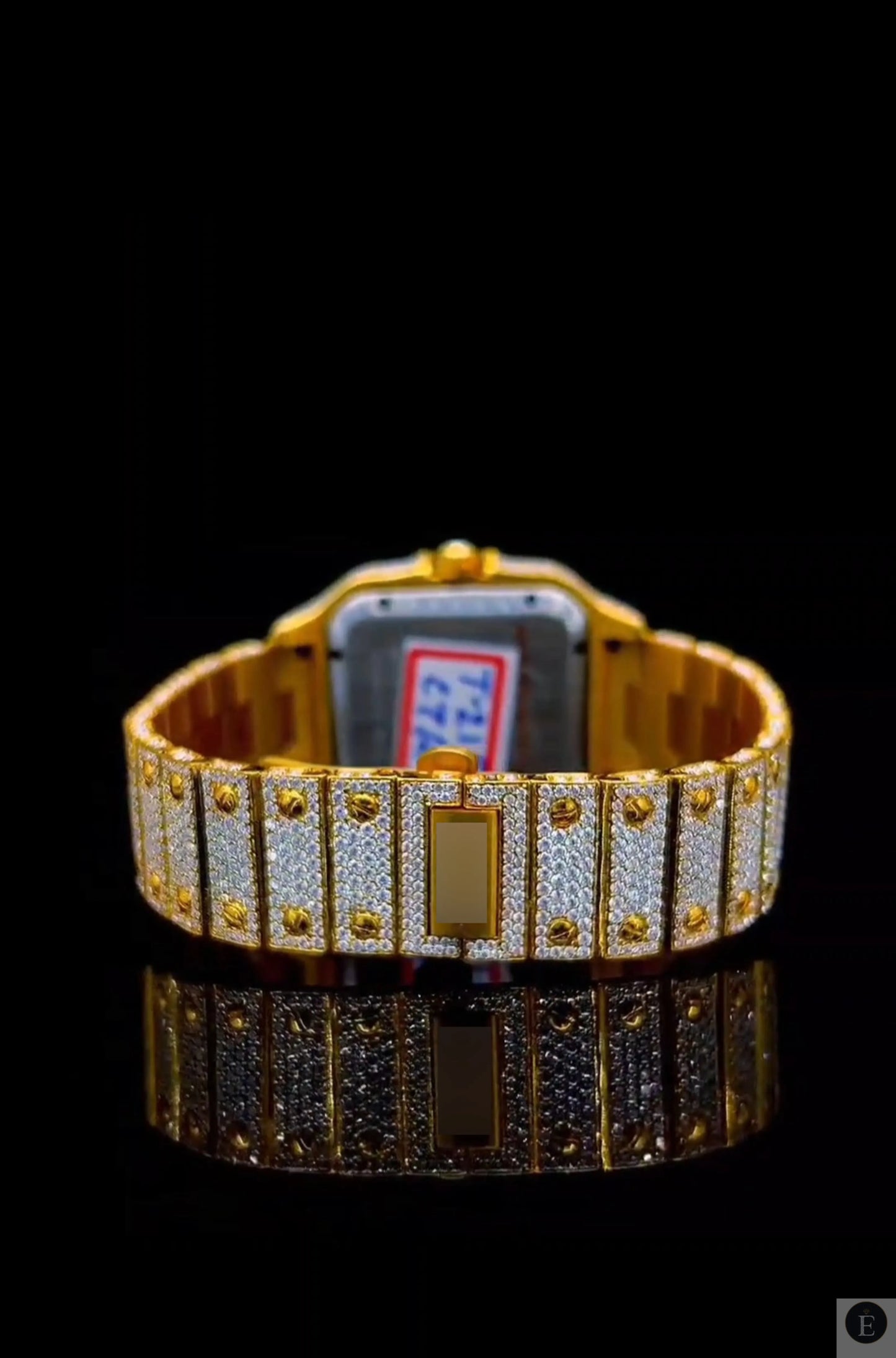 Iced Out Moissanite Watch Gold Square Dial Luxury 25ct