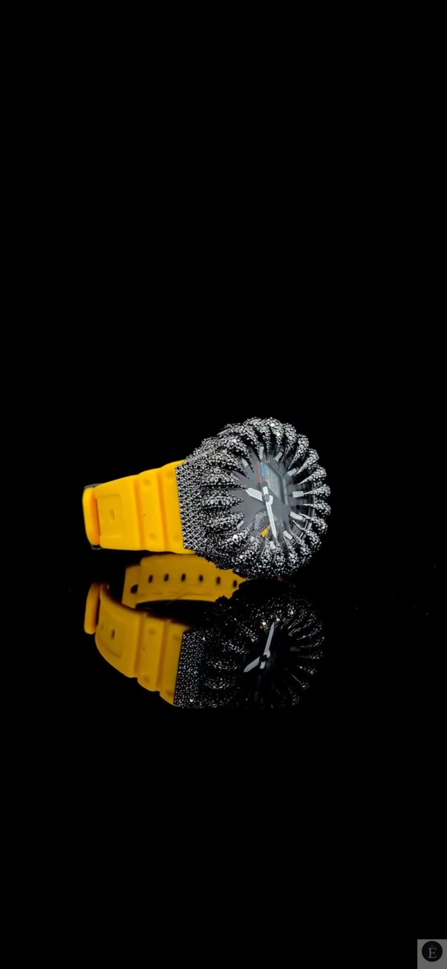 Moissanite Watch Iced Out Yellow Rubber Belt Sport Unisex