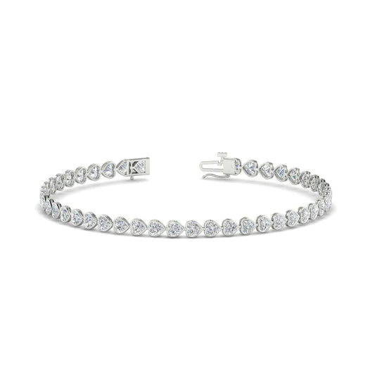 Bezel Set Heart Shaped Moissanite Diamond Tennis Bracelet