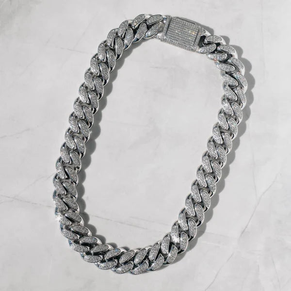 Moissanite Diamond Iced Miami Cuban Chain 925 Silver 19mm