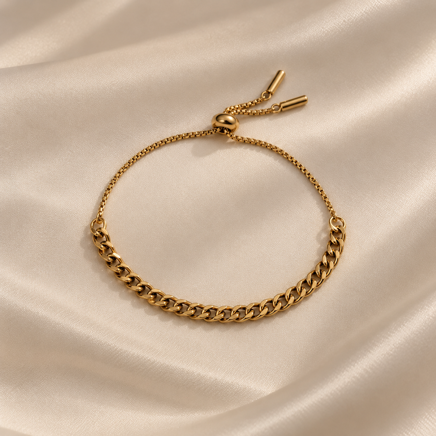 Bracelet Gold Cuban Adjustable for Women